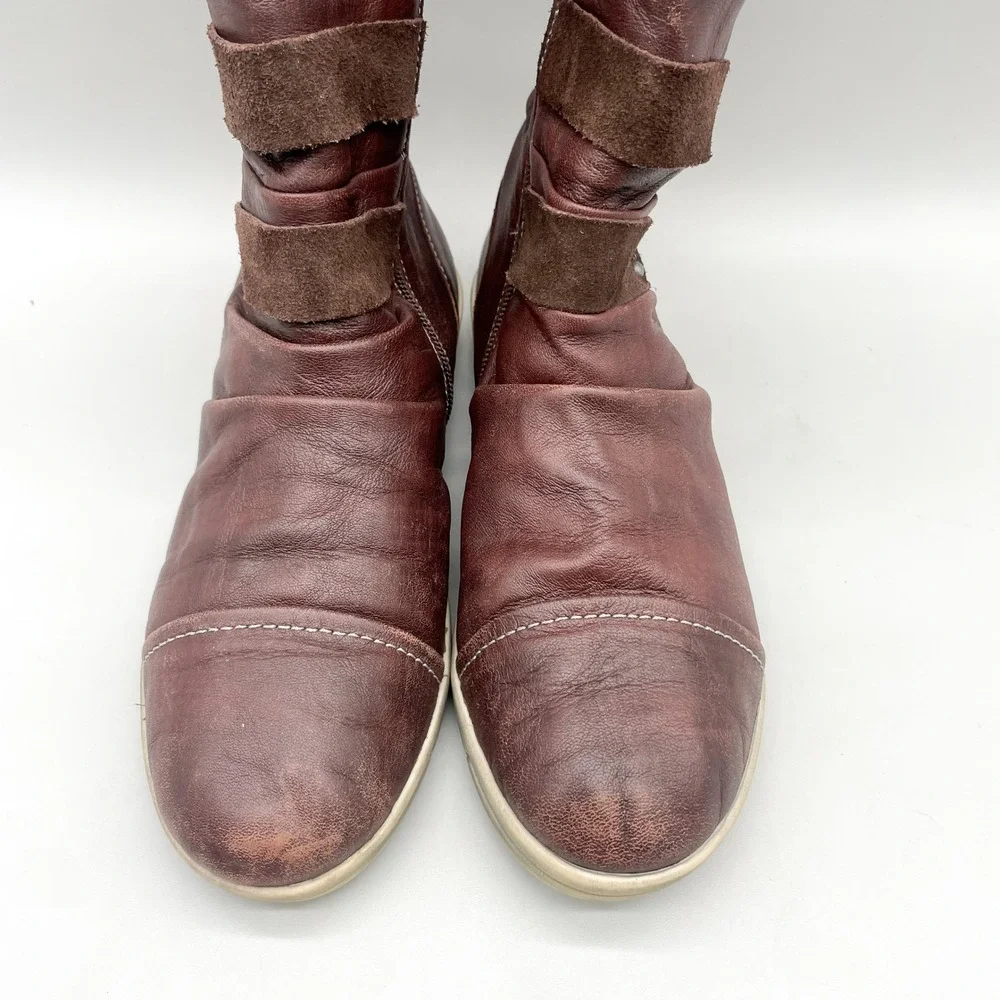 Cloud Footwear Womens 39 Arlo Boots Burgundy Leather Faux Fur Lined Winter Boho